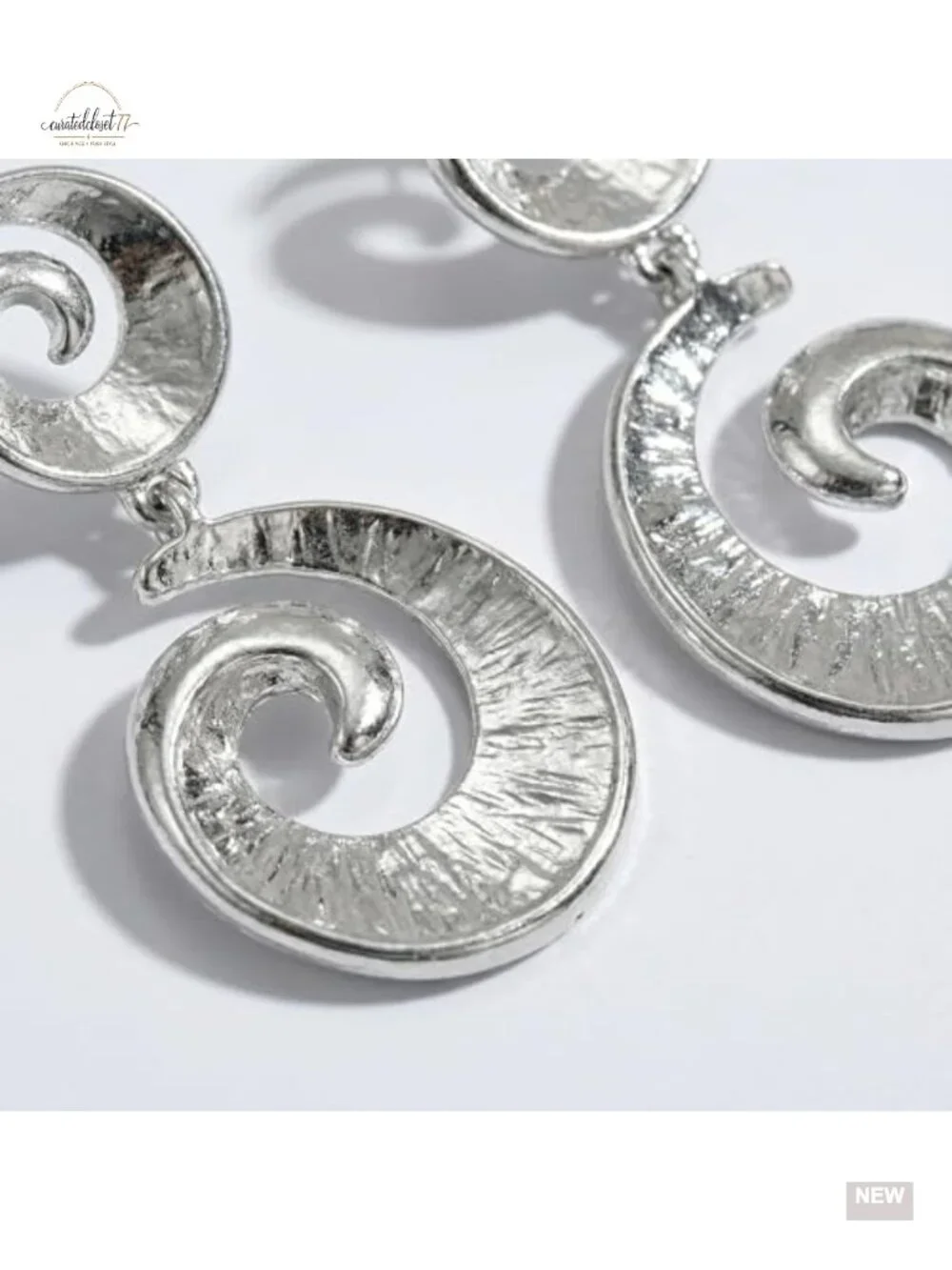 Layered Spiral Dangle Drop Earrings, Geometric Chunky Swirl Statement Jewelry